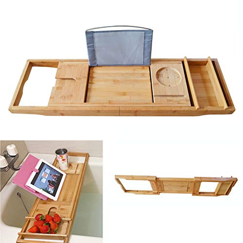 Bathtub Caddy Tray Bamboo Bath Tray Table Over The Tub Shelf+ Bath Rack Holder