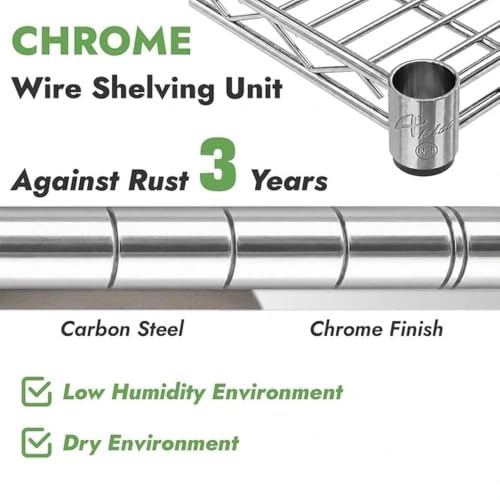 APLSS NSF 4-Tier Chrome Storage Shelves, 18"x42"x63", Dry Environments, Commercial Heavy Duty Steel Wire Shelving Unit, 800lbs Per Shelf, Kitchen Garage - color: Chrome, size: 18"x42"x63"
