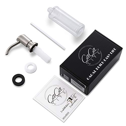 GAGALIFE Built in Sink Soap Dispenser or Lotion Dispenser for Kitchen Sink, Brushed Nickel ABS Pump Head, with 17 Ounce Large PET Soap Bottle - color: Brushed Nickel