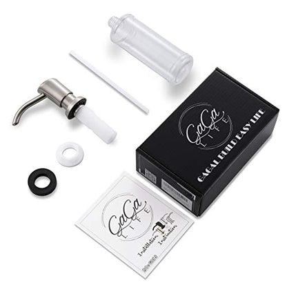 GAGALIFE Built in Sink Soap Dispenser or Lotion Dispenser for Kitchen Sink, Brushed Nickel ABS Pump Head, with 17 Ounce Large PET Soap Bottle - color: Brushed Nickel