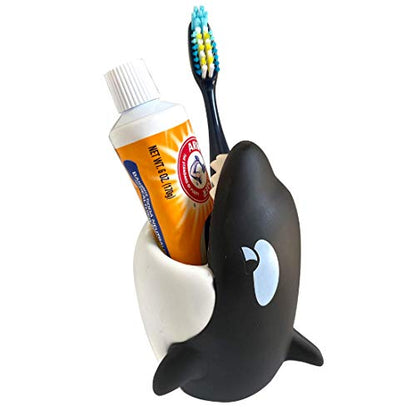 Kids Toothbrush Holder Toothbrush Organizer – Durable Silicone Animal Tooth Brush Holder – Easy to Clean Toothbrush and Toothpaste Holder – Toothbrush Holders for Bathrooms by Lily’s Home (Whale) - color: Whale