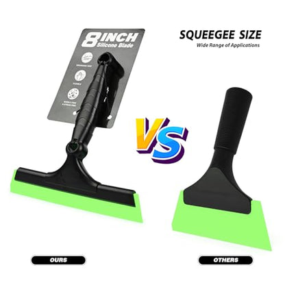 EHDIS 2PCS Flexible 8-Inch Silicone Squeegee Window Tint Tool Auto Water Blade, Shower Squeegee for Car Windshield, Glass, Tiles, and Smooth Surfaces (Green) - color: Green