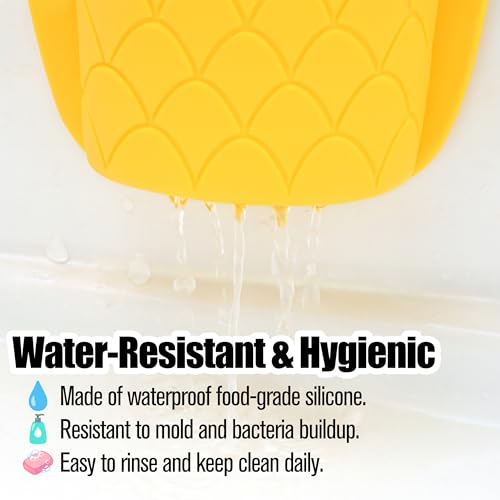 Pineapple Bathroom Toothbrush Holder – Silicone Wall Mounted Tooth Brush Suction Cup Organizer for Toothpaste, 1 Pack Shower Accessories with Cute Design