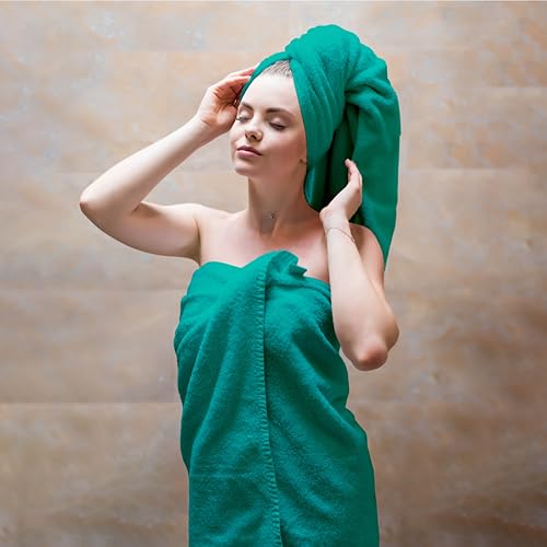 Ocean Towel Set for Bathroom 100% Luxury Cotton Bath Towels Set of 8 (2 Bath Towel and 2 Hand Towel Set & 4 Wash Cloth) - Green Soft Towels Bathroom Set 600 GSM Double Stitched for Durability - color: Green