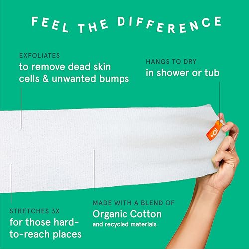 Cleanlogic Body Exfoliating Cloth, Stretchy Organic Sustainable Cotton Exfoliator Bath and Shower Washcloths, Reusable Daily Skincare Tool, 3 Count - size: 3 Count (Pack of 1), style: Sustainable - Stretch Cloth