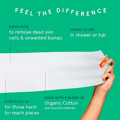 Cleanlogic Body Exfoliating Cloth, Stretchy Organic Sustainable Cotton Exfoliator Bath and Shower Washcloths, Reusable Daily Skincare Tool, 3 Count - size: 3 Count (Pack of 1), style: Sustainable - Stretch Cloth