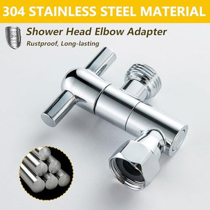 All Metal Adjustable Shower Head Extension Adapter, 360° Swivel Stainless Steel Showerhead Adapter for Fixed and Rain Showerhead, Chrome