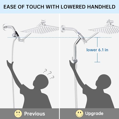 G-Promise 6.1 Inch Low-level Shower Diverter with Handheld Holder (Chrome) | All Metal Construction, 3 Spray Settings, 6.1 Inch Low Diverter, Dual Mount Shower Holder, Standard Thread Connection - color: Chrome, size: 3-Settings