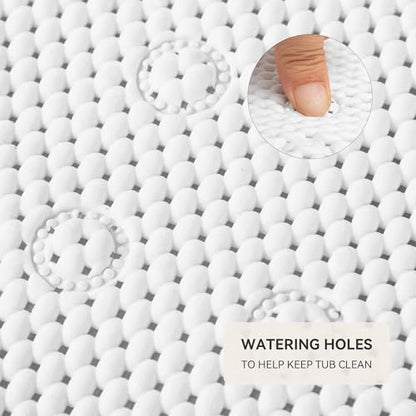 Bathtub Mat Non Slip, Soft Foam Bath Mat for Tub, Bathtub Mat with Drain Holes, Suction Cups Shower Mat (White, 36''X17'') - color: White