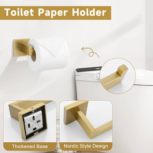 10-Piece Bathroom Hardware Accessories Set-Brushed Gold Towel Bar, Holder & Racks-SUS304 Stainless Steel-Wall Mounted,23.6-Inch - color: Brushed Gold, size: 10 Pcs