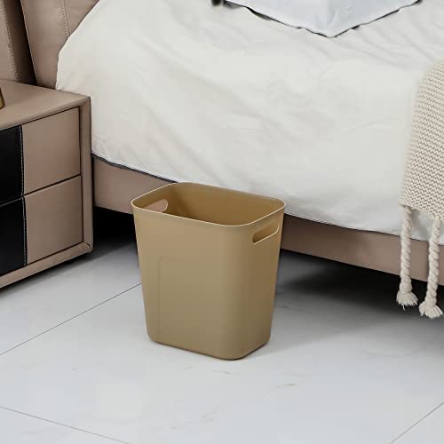 UUJOLY Plastic Small Trash Can Wastebasket, Garbage Container Basket for Bathrooms, Laundry Room, Kitchens, Offices, Kids Rooms, Dorms, 3.5 Gallon, Khaki | Compact Sturdy Garbage Can for Bathroom, Laundry Room, Kitchen, Office, Kids Room, Dorm, Durable, E