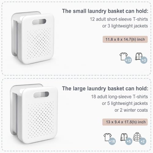 Goderewild Collapsible Laundry Basket, Space-Saving Wall-Mounted Hamper, Detachable Hanging Organizer for Home, Dorms, RVs, Measures 11.8" x 8" x 14.7" In (White) - size: S