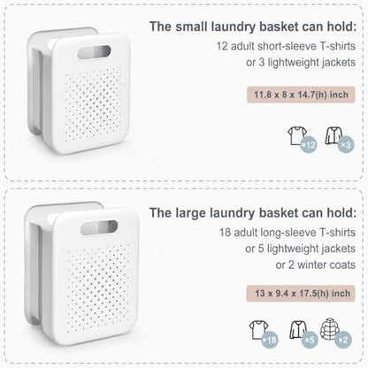 Goderewild Collapsible Laundry Basket, Space-Saving Wall-Mounted Hamper, Detachable Hanging Organizer for Home, Dorms, RVs, Measures 11.8" x 8" x 14.7" In (White) - size: S