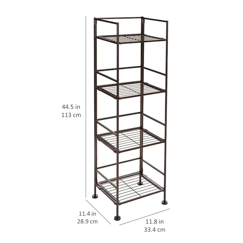 Amazon Basics 4-Tier Iron Towel Shelf Black 11.4"L x 11.8"W x 44.5"H | for Bathroom
