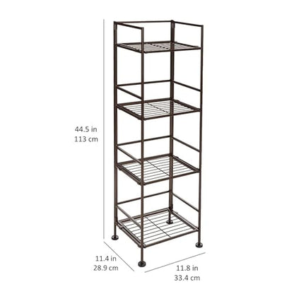 Amazon Basics 4-Tier Iron Towel Shelf Black 11.4"L x 11.8"W x 44.5"H | for Bathroom