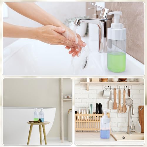 Segbeauty 16.9oz Clear Foam Soap Dispenser, 2pcs Refillable Plastic Foaming Hand Soap Dispenser, 500ml Empty Bathroom Foam Pump Dispensers Set Foaming Pump Bottle for Shampoo Lotion Liquids - color: Clear