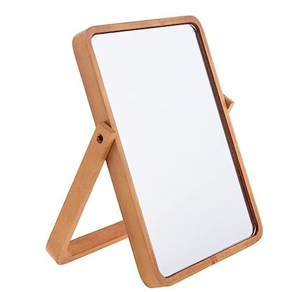 Mokoze Wood Desk Mirror, Adjustable Tabletop Vanity Mirror, 10.55" x 7.87" | Clear Glass Reflection, Ideal for Vanities, Dressers,, Shelves, Countertops, Tabletop or Wall Display