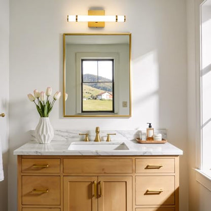 Gold Bathroom Vanity Light - 15.4 Inch LED Modern Bathroom Light Fixtures Over Mirror with Acrylic Shade 10W Dimmable 5CCT Bathroom Sconces Wall Lighting (Built-in Dimmer) - color: Gold, size: 15.4 Inch