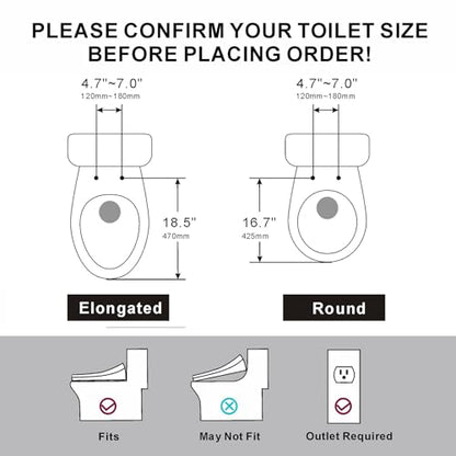 Bidet Toilet Seat with Warm Water Wash, Air Dryer, Heated Seat, Remote Control, LED Display, Self-Cleaning Nozzle, Night Light & Multiple Cleaning Modes (Round)
