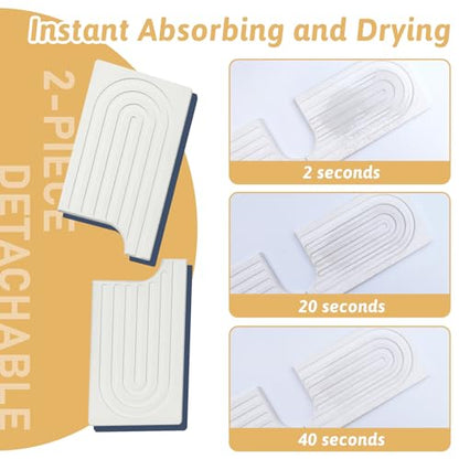 U Shape Sink Draining Mat Behind Faucet, Super Absorbent Diatomite Fast Drying Stone, Quick Drying Splash Guard, Prevents Moisture Buildup, Around Faucet Drip Mat for Kitchen Bathroom Counter, White - size: 18" x 5"