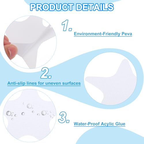 PATIKIL Bathtub Non Slip Stickers 4.13x4.13 Inch, 6 Pack Star Safety Shower Floor Anti Slip Stickers with Adhesive Decals Scraper for Bath Tub Shower Floor Stair, White - color: White