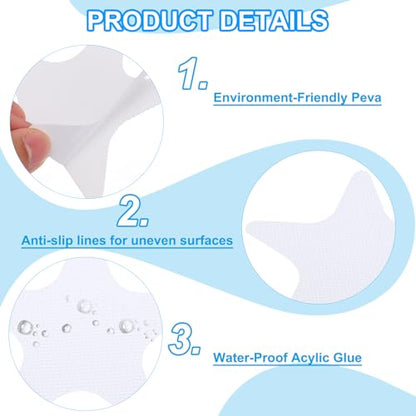 PATIKIL Bathtub Non Slip Stickers 4.13x4.13 Inch, 6 Pack Star Safety Shower Floor Anti Slip Stickers with Adhesive Decals Scraper for Bath Tub Shower Floor Stair, White - color: White
