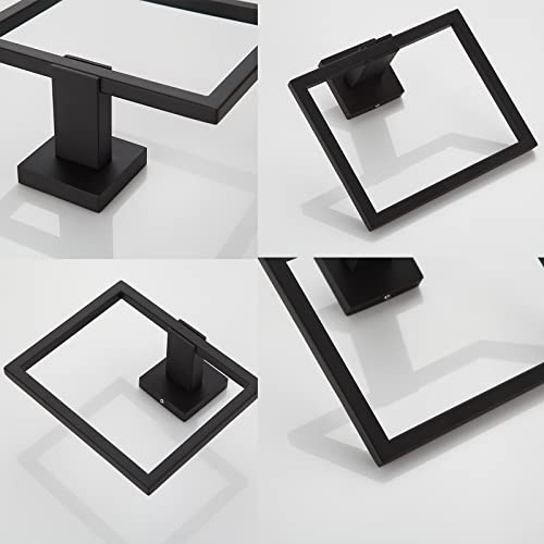 Bathroom Black Towel Ring SUS 304 Stainless Steel Square Towel Bar，Towel Rack Matte Black Towel Holder Modern Towel Hanger for Bathroom Lavatory Kitchen Wall Mount