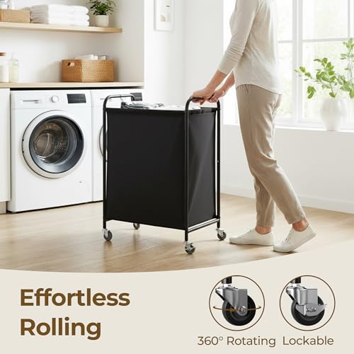 GRANNY SAYS Laundry Hamper, Large Cart with Wheels and Handles, Black, 110L - color: Black, size: 110L
