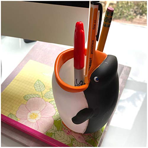 Kids Toothbrush Holder Toothbrush Organizer – Durable Silicone Animal Tooth Brush Holder – Easy to Clean Toothbrush and Toothpaste Holder – Toothbrush Holders for Bathrooms by Lily’s Home [Penguin] - color: Penguin