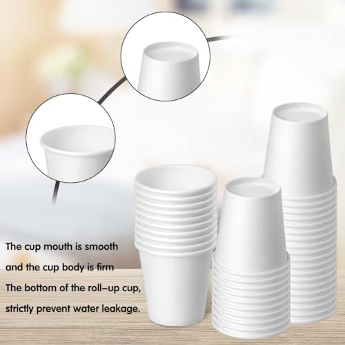 3 oz 100 Pack Disposable Paper Cups, Bathroom Mouthwash Cups | Espresso Disposable Cups, Bathroom Cups, Small Paper Cup for Bathroom, Snack, Espresso, Mouthwash (White) - color: White, size: 100 Count