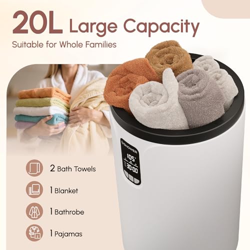 LCD Screen Towel Warmers for Bathroom | Fast-Heating Towel Warmer Bucket for Spa, Auto Shut-Off, Fits Two 40''x70'' Oversized Towels, Blankets, Bathrobes, PJ's - size: LCD Screen
