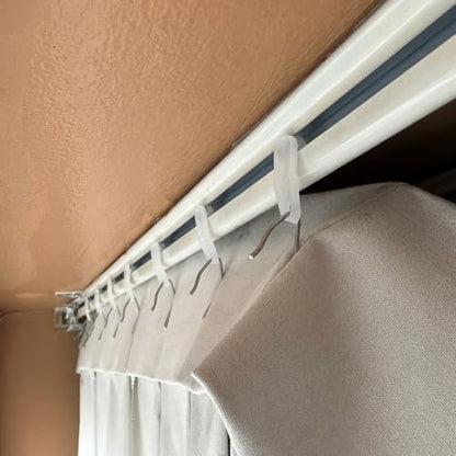 Pangda 50 Pieces Curtain Track Glider Hooks White Plastic Curtain Rod Hooks Sturdy Drapery Slides Smooth Sliding for Window Door Shower Accessories