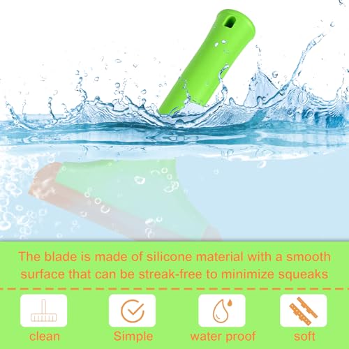 Small Silicone Window Squeegee, Auto Windshield Water Blade Scraper, Multifunctional Auto Squeegee with 5.9 Inch Blade and Non-Slip Handle for Car Window, Home Cleaning (Light Green, 1PCS) - color: Light Green