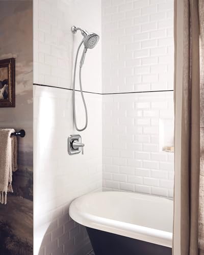 Moen Ronan Chrome Single-Handle Modern Shower Faucet with Square Handheld Rain Shower Spray Head Featuring Magnetix, Valve Included, 82023 - color: Chrome