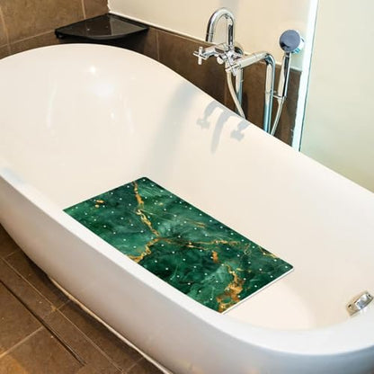 Shower Mat Non Slip 26.8 x 15.1 Inches, Emerald Marble Bathtub Mat Shower Stall Mats with Suction Cups and Drain Holes, Non Slip Bath Mat for Tub for Elderly & Kids - color: Multi 2