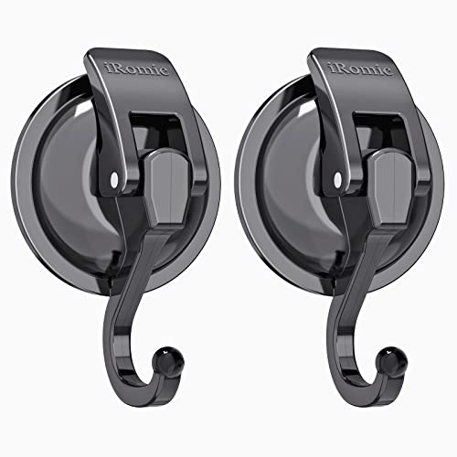 Heavy Duty Vacuum Suction Cup Hooks (2Pack) for Shower,Glass Window,Kitchen&Bathroom&Restroom Organization，Gun Silver. - color: Gun Silver