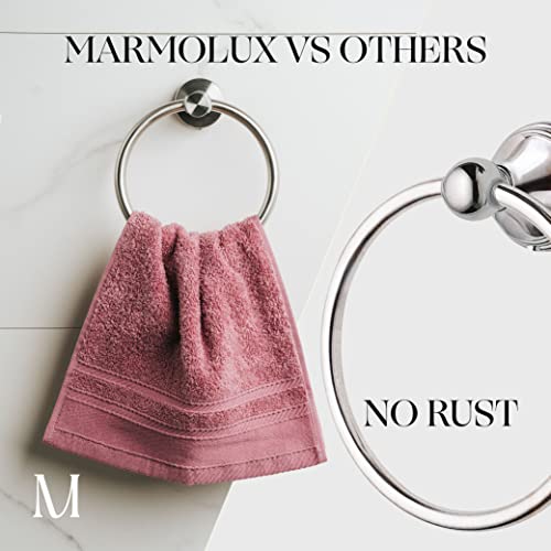 MARMOLUX ACC 2-Pc Bathroom Hardware Set - Hand Towel Holder for Bathroom Wall - Toilet Paper Holder Stand Wall Mount - Towel Holder Hanger Rack Stainless Steel Bathroom Set Towel Ring - Brushed Steel - color: Brushed Steel, size: 2pc Bundle