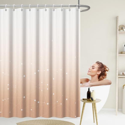 Peach Pink and White Ombre Shower Curtain, Cloth Waterproof Geometric Shower Curtains Set for Bathroom, Machine Washable Bathroom Curtain with 12 Hooks, 72x78 Inches - color: Ombre Geometric - Peach Pink, size: 72"W x 78"L (Pack of 1)