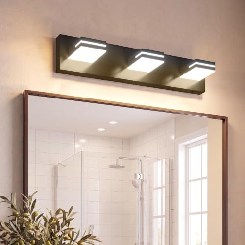 VOLISUN Modern Black Bathroom Vanity Light Fixtures (3-Light, 24-Inch), 5CCT Dimmable Bathroom Lighting Fixtures Over Mirror - color: Matte Black-5CCT, size: 24-Inch