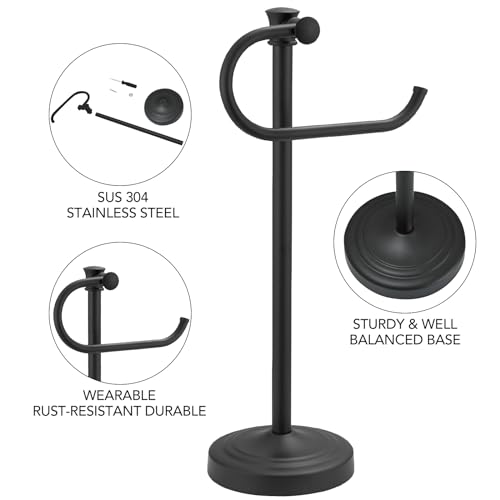 17 Inch Matte Black Stand Towel Bar Hanger Hand Towel Bar Bathroom Vanity Countertop Towel Holder Free Standing Stainless Steel Towel Ring Hardware Accessories Towel Rack - color: Matte Black