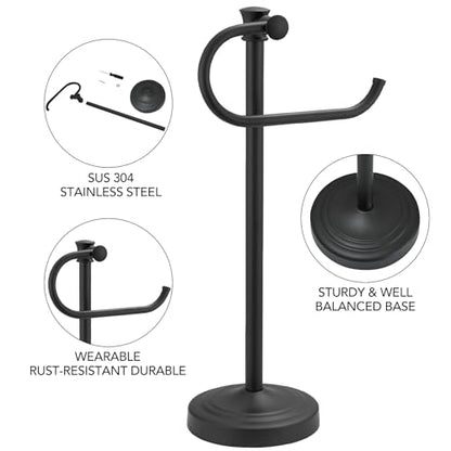 17 Inch Matte Black Stand Towel Bar Hanger Hand Towel Bar Bathroom Vanity Countertop Towel Holder Free Standing Stainless Steel Towel Ring Hardware Accessories Towel Rack - color: Matte Black