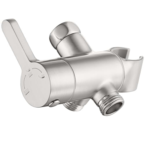 3 Way Shower Diverter Valve with Hand Shower Holder, G1/2 Shower Head Splitter, Shower Arm Diverter, Bathroom Universal Shower System Replacement Part (Brushed) - color: Brushed