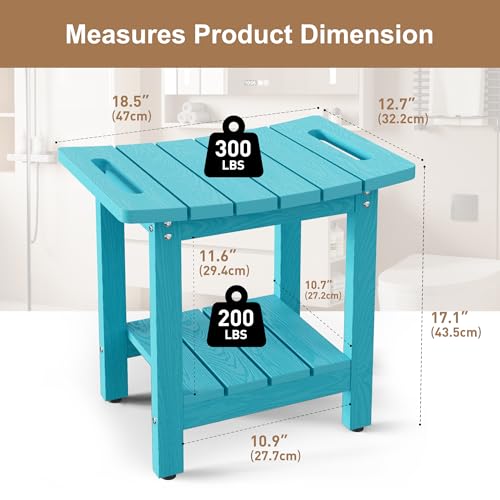 HIPS Shower Benches for Inside Shower, Shower Stool with Space-Efficient Storage Shelf, Waterproof Shower Chair Seat for Spa Bathroom(Sky Blue) - color: Sky Blue