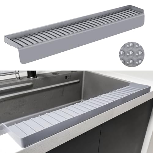 Silicone Sink Edge Protectors - Multifunction Accessories, Splash Guard & Draining Mat for Kitchen, Bathroom Sink, Steel, Granite, Quartz Countertops (Gray, 4 * 30in) - color: Gray, size: 4 * 30in