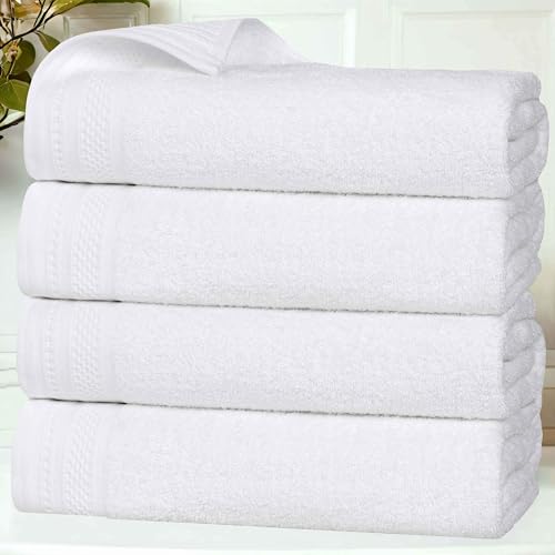 BLUENILEMILLS Honeycomb 500GSM, Textured Waffle Border, Highly Absorbent and Soft, Cotton Light to Medium Weight Bath Sheet Set of 2, White - color: White, size: Bath Sheet -2 PC