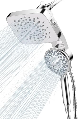 Cobbe® Dual Shower Head with Magnetic Handheld, Chrome | Rain Shower Combo, 2-in-1 Fixed & Detachable, Multiple Spray Modes, Built-in Magnet Dock, 6ft Hose - color: Chrome
