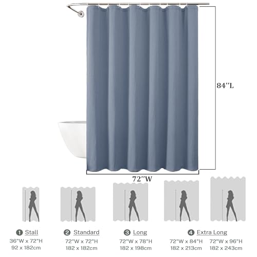 Aiyufeng Fabric Sky Blue Long Shower Curtain for Bathroom, 3D Textured Pattern Shower Curtain Hotel Spa Quality, Boho Bathroom Curtain Modern Style Soft Cloth Luxury, Machine Washable,72x84 Inches - color: Sky Blue, size: 72"W x 84"L (Pack of 1)