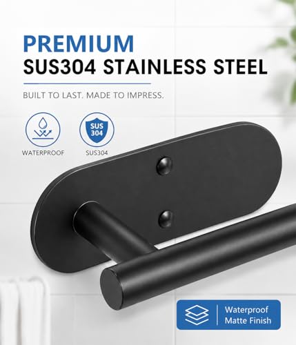 2Pcs Hand Towel Holder for Bathroom, Matte Black Small Hand Towel Racks Bar Hanger for Rv Kitchen Wall Mounted, Thicken 6.3" SUS304 Stainless Steel Towel Ring, Modern Contemporary, Heavy Duty, 2 Pack - color: Matte Black