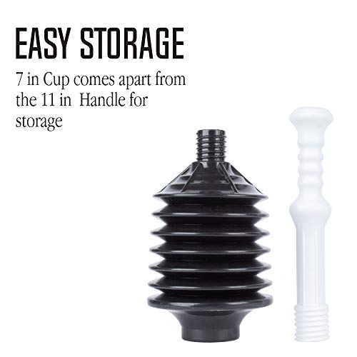 JS Jackson Supplies Professional Bellows Accordion Toilet Plunger, High Pressure Plunge Removes Heavy Duty Clogs from Bathroom Toilets, All Purpose Power Plunger, White & Black - color: White/Black