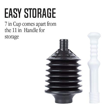 JS Jackson Supplies Professional Bellows Accordion Toilet Plunger, High Pressure Plunge Removes Heavy Duty Clogs from Bathroom Toilets, All Purpose Power Plunger, White & Black - color: White/Black